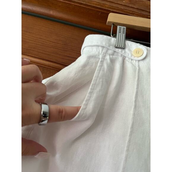 NWT Madewell Women's Clean Button-Tab Shorts in 100% Linen Eyelet White Size 14 - Picture 6 of 14